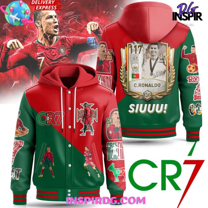 Cr7 Fan Hoodie - Ronaldo Print, Red & Green, Limited Edition, Fast Delivery