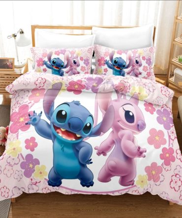 Cozy Cartoon Character Floral Bedding Set – Soft, Colorful, And Fun For Kids’ Rooms!