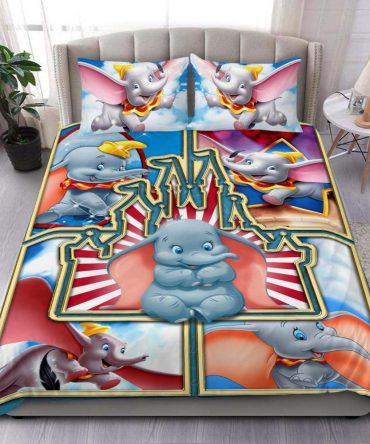 Cozy Elephant Cartoon Bedding Set - Kids Comforter With Pillowcases - Soft & Colorful Bedroom Decor