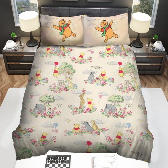 Cozy Winnie The Pooh Bedding Set – Queen Size, Soft Cartoon Print For Kids & Adults