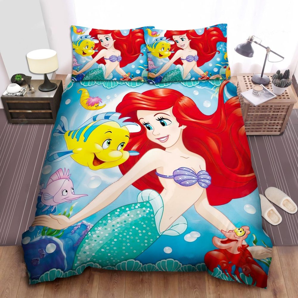 Enchanting Mermaid Bedding Set – Vibrant Kids' Twin Duvet Cover With Pillowcases