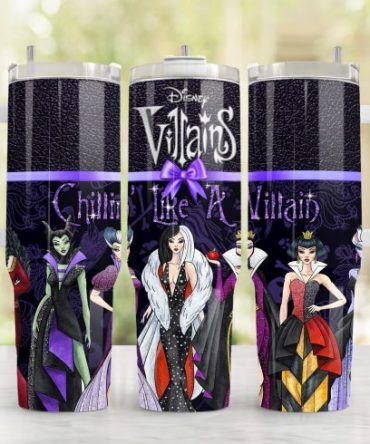 Disney Villains Tumbler - 20Oz Insulated Travel Mug For Fans - Chillin' Like A Villain Design