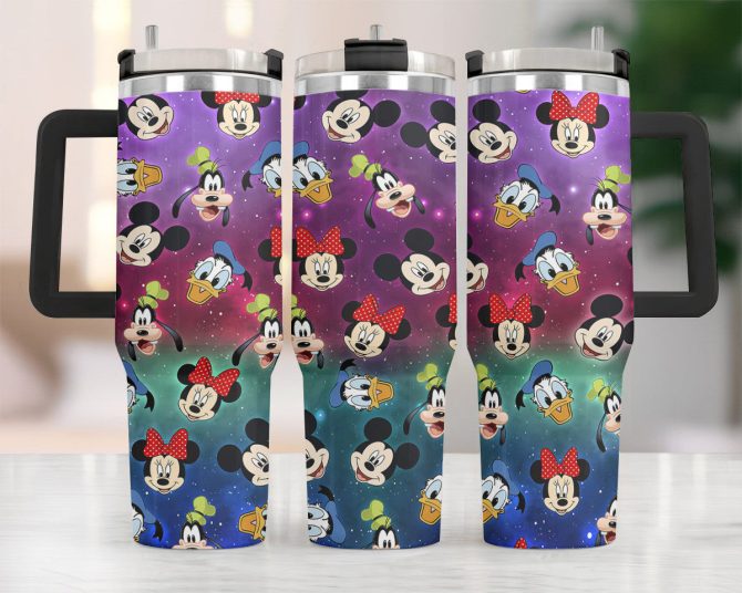 Colorful Disney Character Stainless Steel Tumbler - Mickey, Minnie, Donald & Goofy Mug