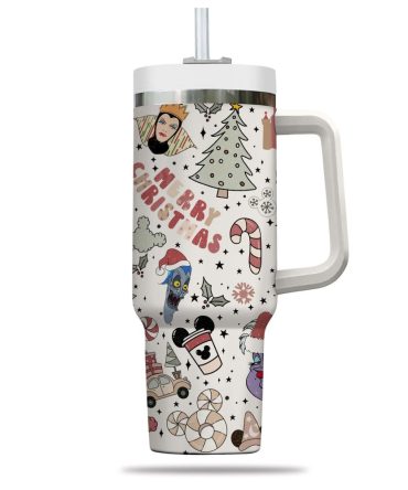 Festive Christmas Travel Tumbler With Handle - Holiday Cheer On The Go!