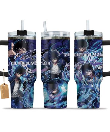 Anime Blue Flame Tumbler With Handle - 20Oz Insulated Travel Mug For Hot & Cold Drinks