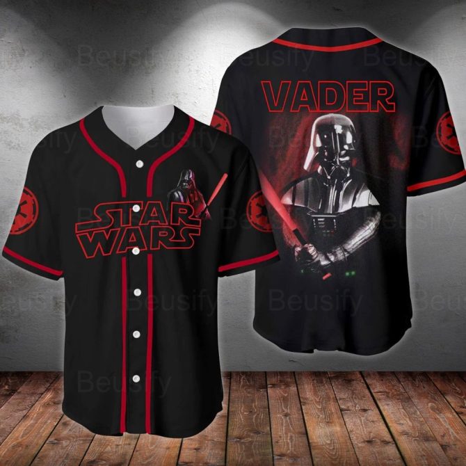 Star Wars Darth Vader Baseball Jersey - Iconic Black & Red Design For Fans