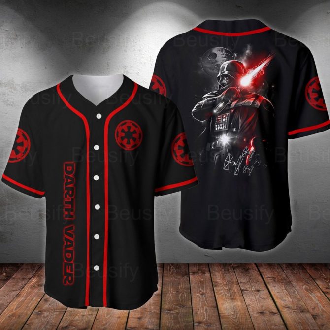 Men'S Darth Vader Baseball Jersey Shirt - Galactic Empire Fan Apparel - S-Xxl
