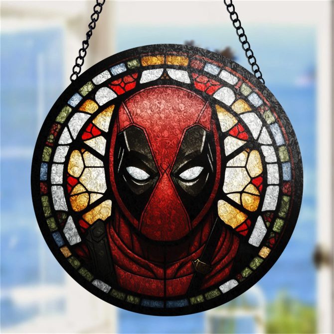 Vibrant Superhero Stained Glass Suncatcher – Unique Home Decor Gift