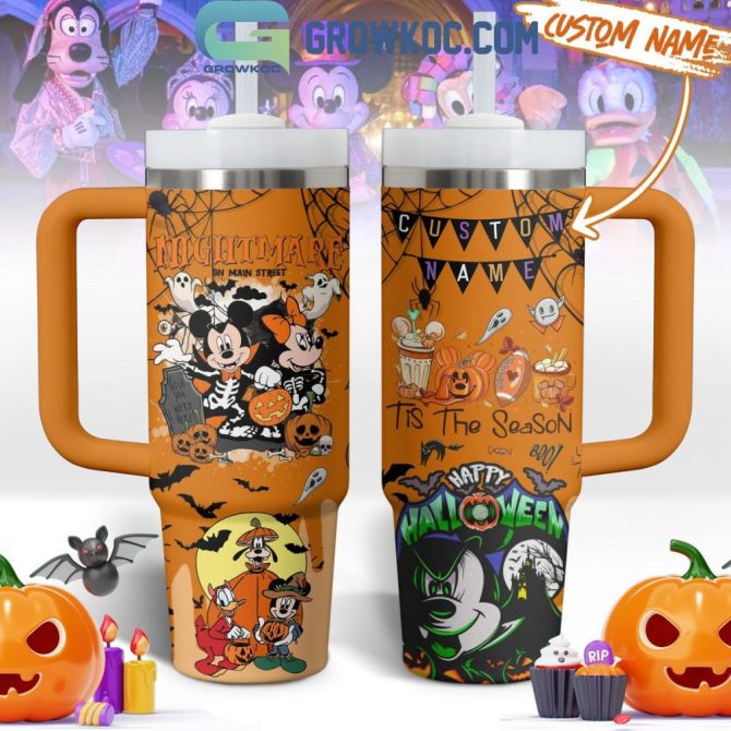 Custom Halloween Tumbler – Personalized Mickey & Friends Spooky Design – 20Oz Insulated Cup