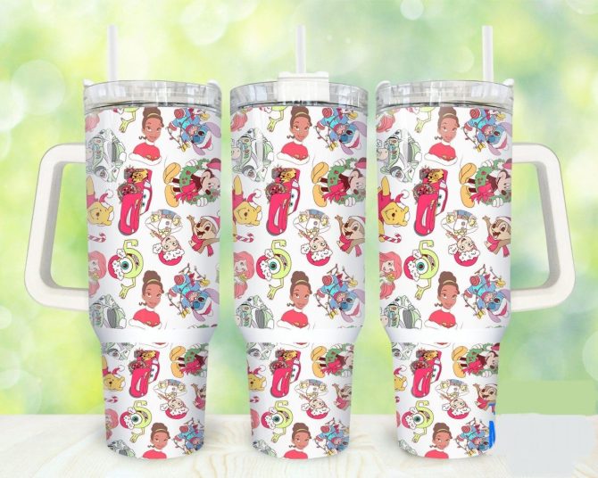 Colorful Cartoon Tumbler With Handle & Straw – 20Oz Insulated Travel Mug For Kids & Adults