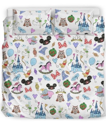 Magical Kids Bedding Set – Cartoon Castle & Friends Design – Cozy & Fun Twin Duvet Cover