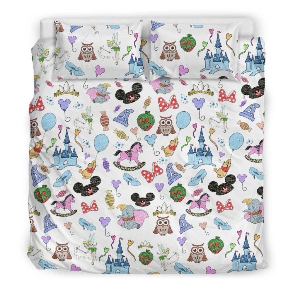 Magical Kids Bedding Set – Cartoon Castle & Friends Design – Cozy & Fun Twin Duvet Cover