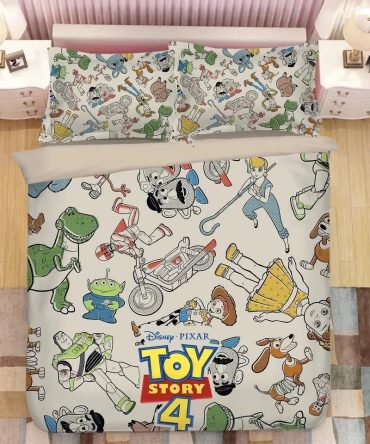 Toy Story 4 Kids Bedding Set - Fun & Colorful Twin Duvet Cover With Pillowcases