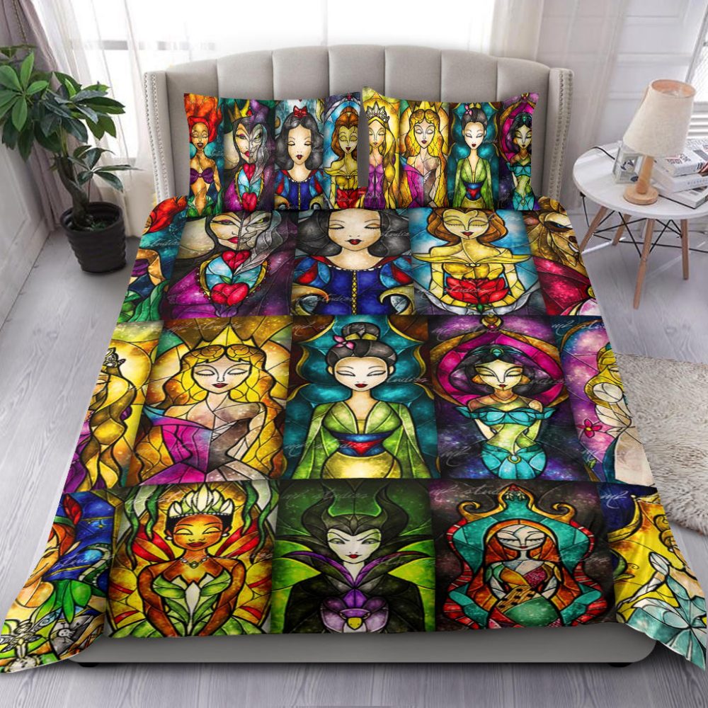 Vibrant Stained Glass Princess Comforter Set - Cozy, Colorful Bedspread For A Magical Bedroom Makeover