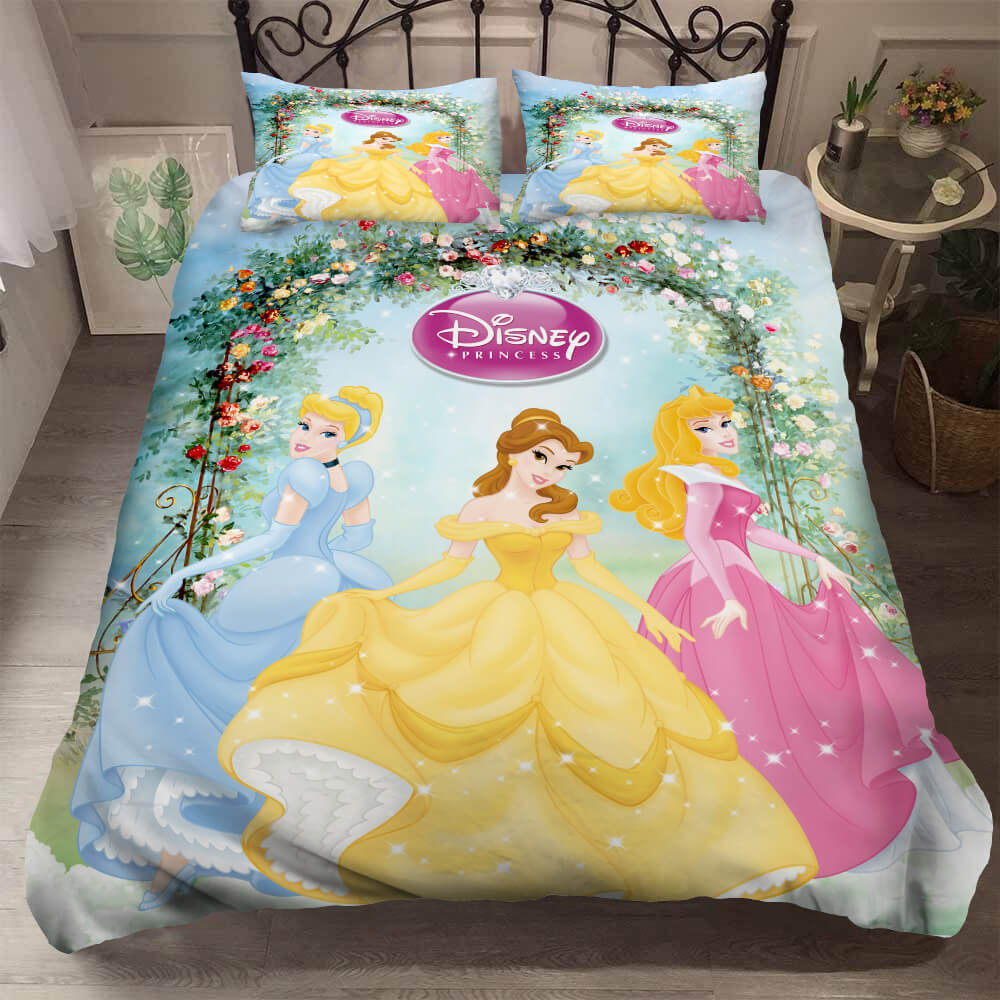 Disney Princess Kids Comforter Set - Magical Bedding With Cinderella, Belle & Aurora