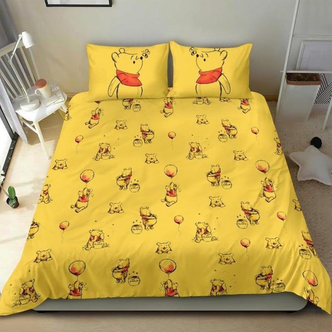 Cozy Yellow Cartoon Bear Bedding Set - Kids & Teens Comforter With Pillowcases