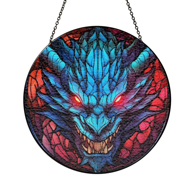 Enchanting Dragon Stained Glass Suncatcher - Vibrant Window Art Decor For Fantasy Lovers - Image 5