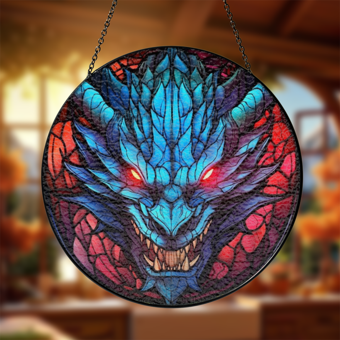 Enchanting Dragon Stained Glass Suncatcher - Vibrant Window Art Decor For Fantasy Lovers - Image 3