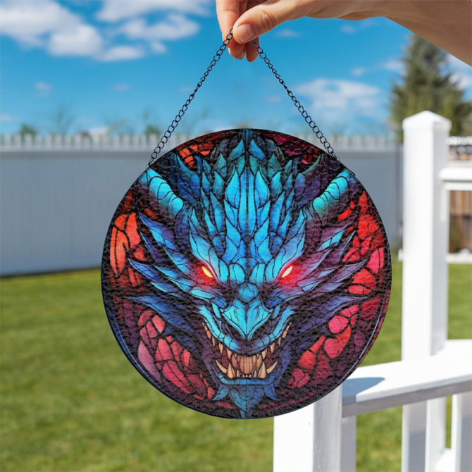 Enchanting Dragon Stained Glass Suncatcher - Vibrant Window Art Decor For Fantasy Lovers - Image 4