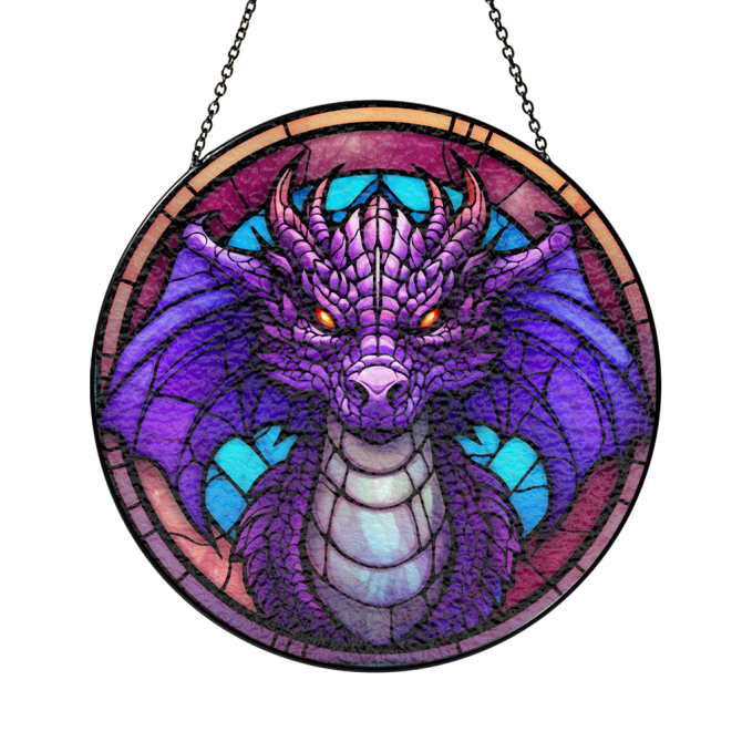 Vibrant Dragon Stained Glass Window Hanging - Fantasy Home Decor Art Ornament - Image 5