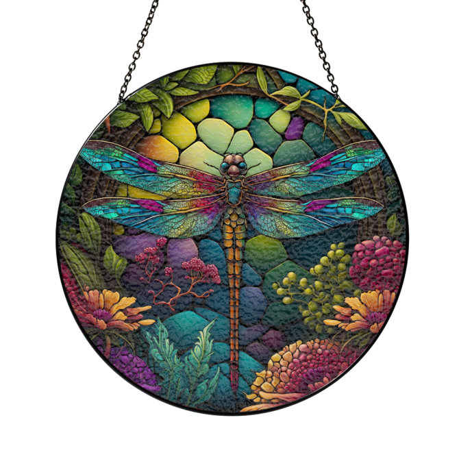 Vibrant Dragonfly Stained Glass Suncatcher - Handcrafted Window Art Decor - Image 5