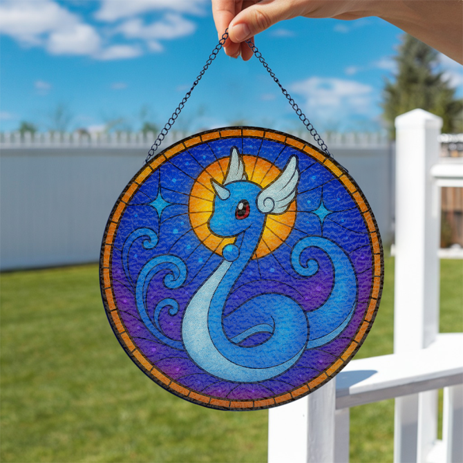 Enchanting Blue Dragon Stained Glass Suncatcher - Elevate Your Space With Whimsical Charm - Image 2