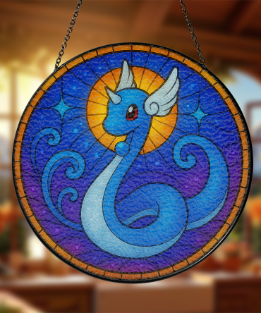 Enchanting Blue Dragon Stained Glass Suncatcher - Elevate Your Space With Whimsical Charm