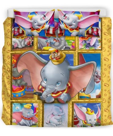 Charming Elephant & Mouse Cartoon Bedding Set - Kids Room Decor - Cozy & Colorful Comforter