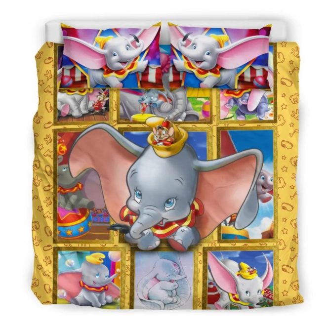 Charming Elephant & Mouse Cartoon Bedding Set - Kids Room Decor - Cozy & Colorful Comforter