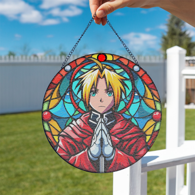 Vibrant Anime Stained Glass Window Art - Unique Hanging Decor For Fans - Image 2