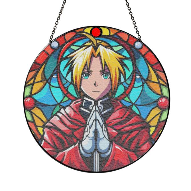 Vibrant Anime Stained Glass Window Art - Unique Hanging Decor For Fans - Image 3