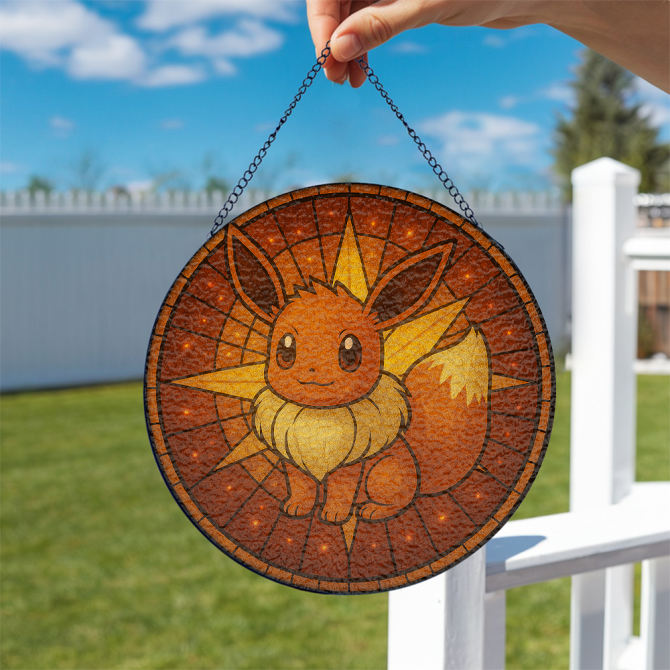 Charming Eevee Stained Glass Suncatcher - Perfect For Pokémon Fans & Home Decor - Image 2