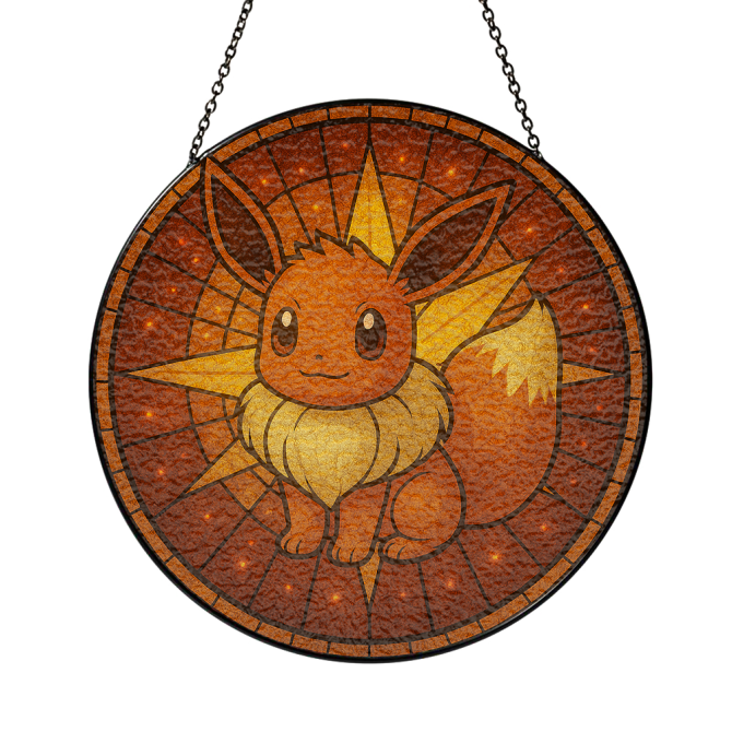 Charming Eevee Stained Glass Suncatcher - Perfect For Pokémon Fans & Home Decor - Image 3