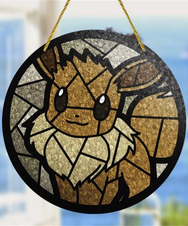 Charming Eevee Stained Glass Suncatcher – Handmade Window Décor For Pokémon Fans