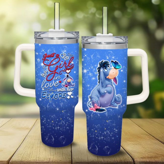 Charming Eeyore Tumbler Mug - Perfect Gift For Eeyore Lovers , 40Oz Insulated Cup With Handle & Straw