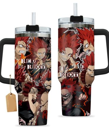 Anime Red Riot Travel Tumbler With Straw - 40Oz Insulated Mug With Handle For Hot & Cold Drinks