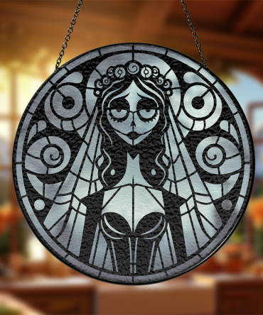Enchanting Gothic Stained Glass Suncatcher - Elegant Bride Design For Unique Home Decor