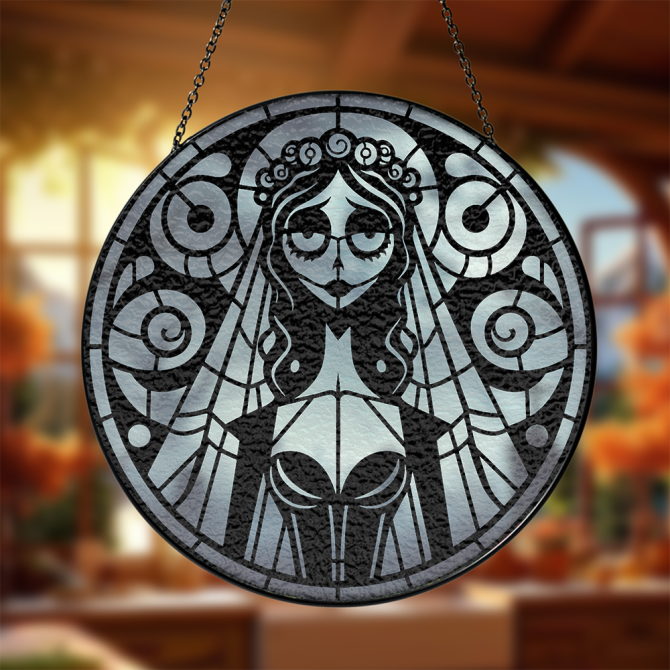 Enchanting Gothic Stained Glass Suncatcher - Elegant Bride Design For Unique Home Decor