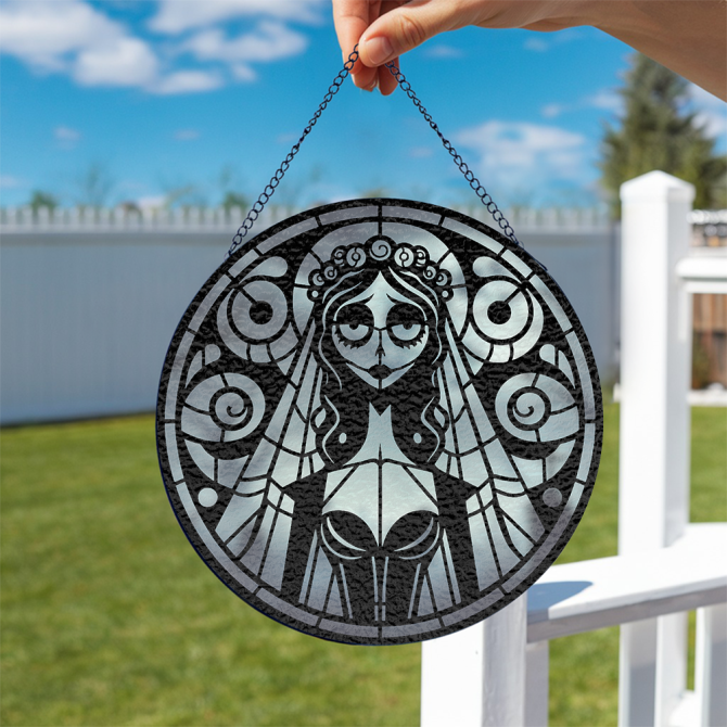 Enchanting Gothic Stained Glass Suncatcher - Elegant Bride Design For Unique Home Decor - Image 2