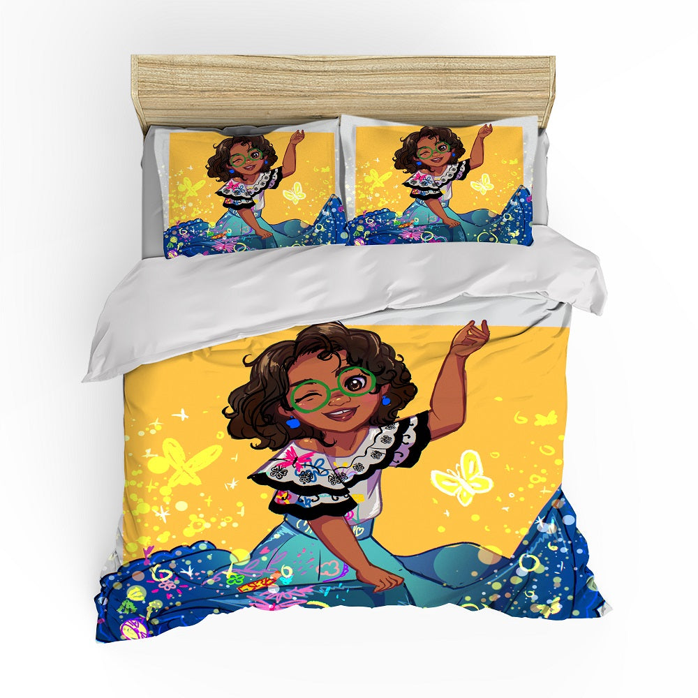 Vibrant Cartoon Character Bedding Set - Kids Duvet Cover & Pillowcases - Cozy & Colorful Design