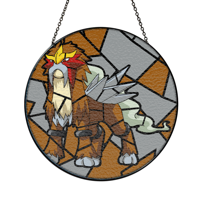 Pokemon  Stunning Stained Glass Round Suncatcher - Legendary Beast Design For Home Decor - Image 3