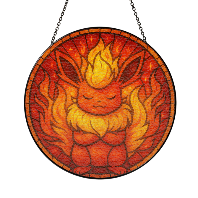 Flame-Inspired Stained Glass Art - Handmade Hanging Decor For Home & Office - Image 3