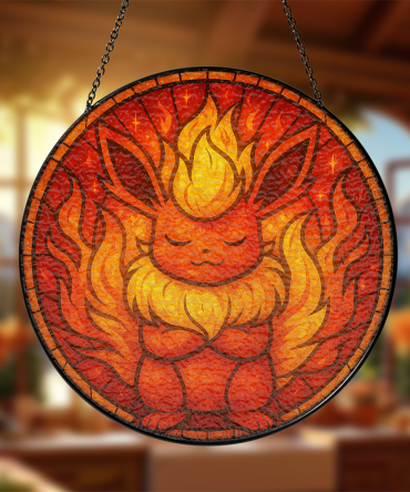 Flame-Inspired Stained Glass Art - Handmade Hanging Decor For Home & Office