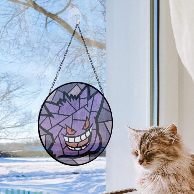 Stunning Purple Stained Glass Suncatcher - Add A Playful Touch To Any Room Decor! - Image 2