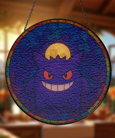Spooky Stained Glass Sun Catcher - Vibrant Haunted Design For Home Decor