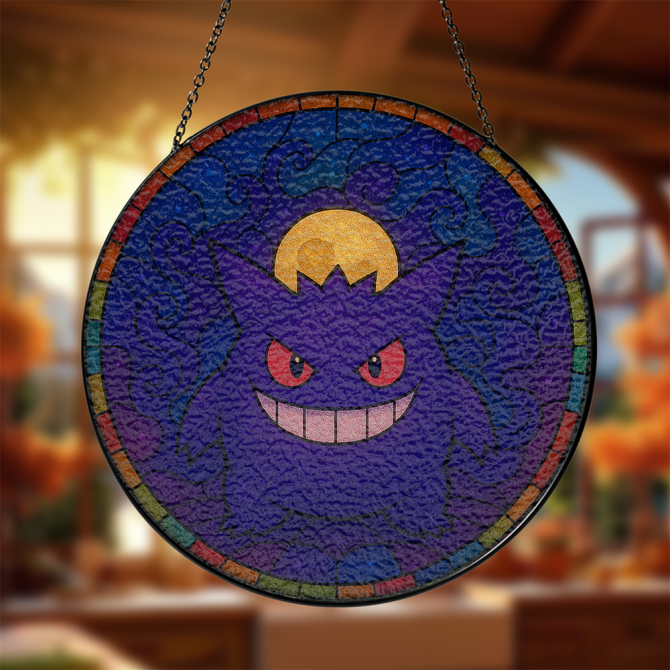 Spooky Stained Glass Sun Catcher - Vibrant Haunted Design For Home Decor