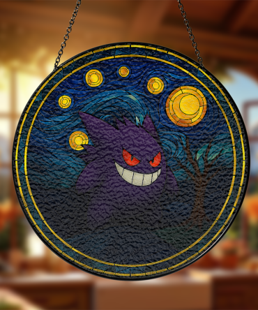 Spooky Night Stained Glass Suncatcher - Halloween Decor With Ghostly Charm