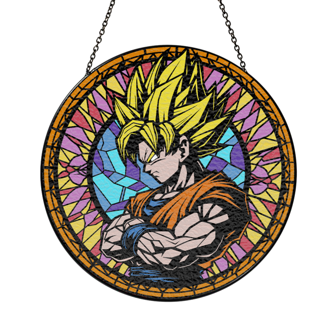 Anime Super Saiyan Stained Glass Sun Catcher - Vibrant Window Decor For Fans - Image 5