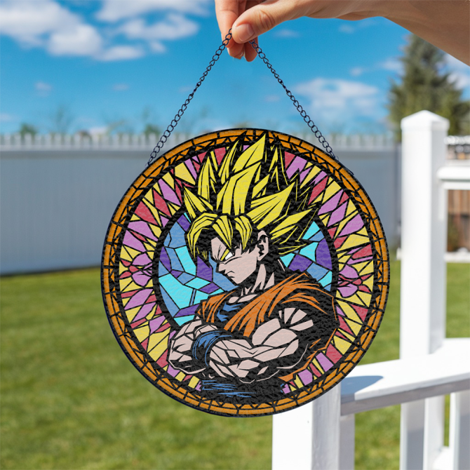 Anime Super Saiyan Stained Glass Sun Catcher - Vibrant Window Decor For Fans - Image 4