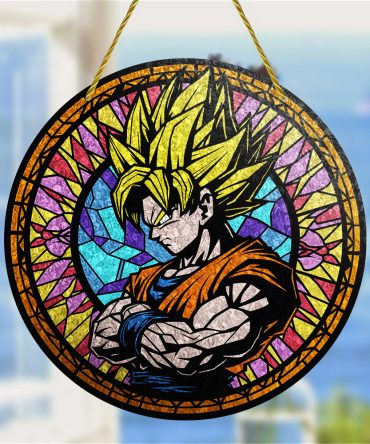 Anime Super Saiyan Stained Glass Sun Catcher - Vibrant Window Decor For Fans